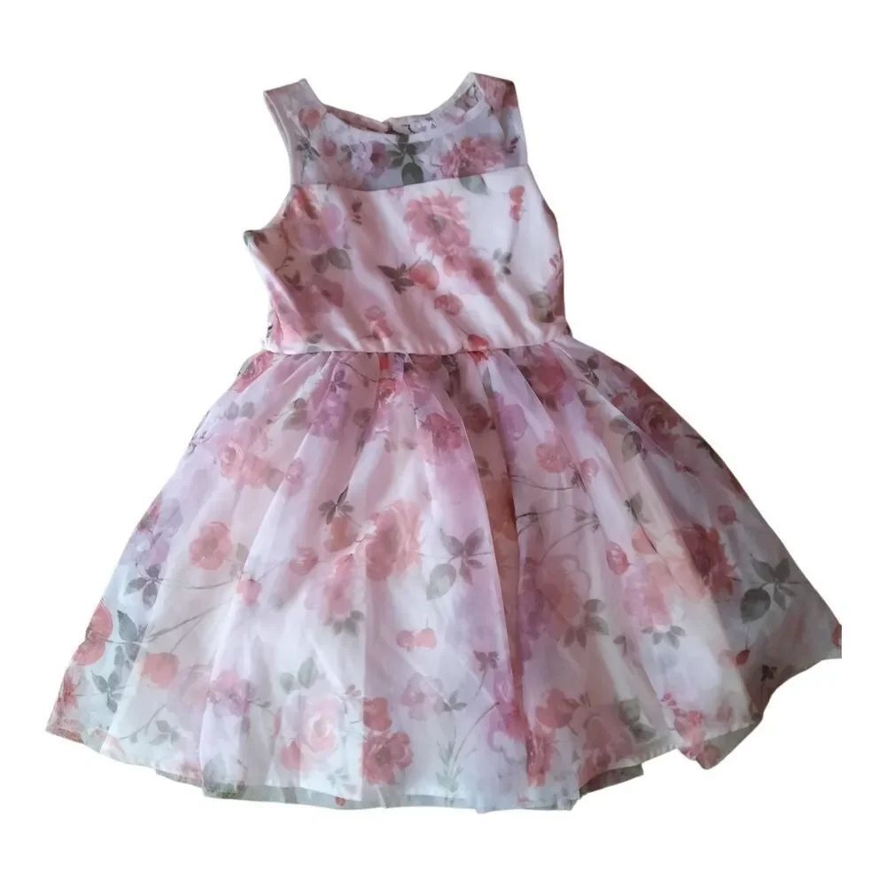 Elegant Pink Floral Kids Dress